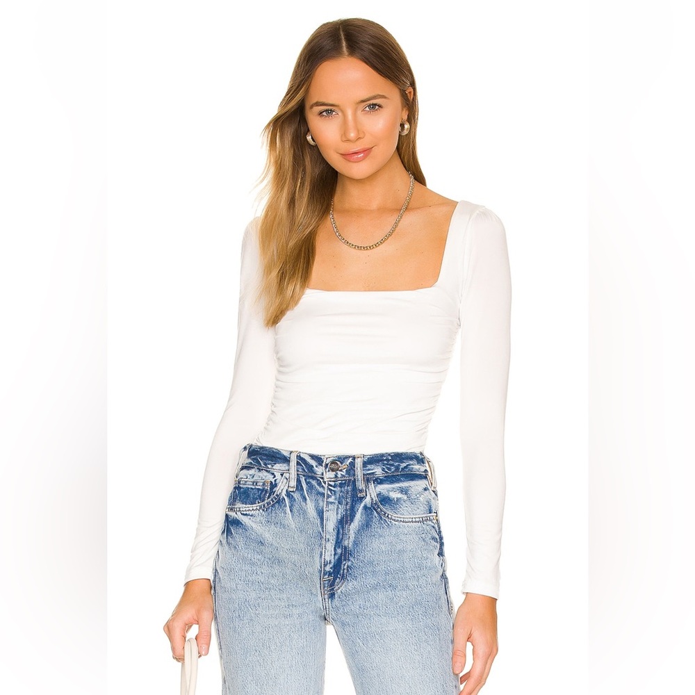 Sofia Square Neck Top in White Medium